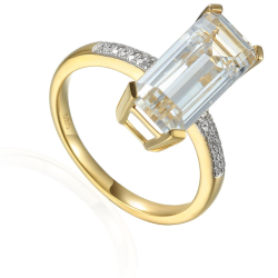 Złoty pierścionek 585 z dużym topazem 4,98 ct i diamentami — luksusowa biżuteria GIL JUBILER