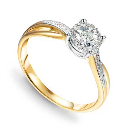 Pierścionek złoty z diamentami