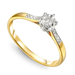 Pierścionek złoty z diamentami