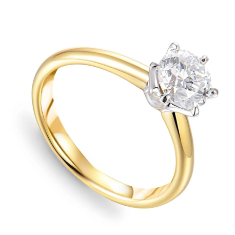 Złoty pierścionek zaręczynowy 585 z diamentem laboratoryjnym 1 ct D/VS2 w białej i żółtej oprawie