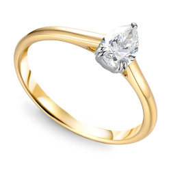 Złoty pierścionek 585 z diamentem laboratoryjnym 1,01 ct w szlifie gruszki