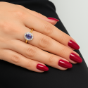 Złoty pierścionek z tanzanitem i diamentami GIL JUBILER – elegancki pierścionek z kolekcji premium