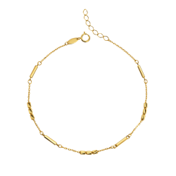 Złota bransoletka 585 z kwadratowymi pałeczkami i diamentowanymi tulejkami