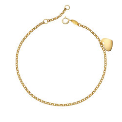 Złota bransoletka 585 rollo z wiszącym gładkim serduszkiem