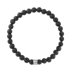 Bransoletka z matowej lawy wulkanicznej z satynowanym beadsem – GIL JUBILER