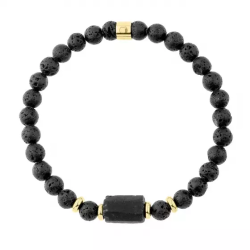 Męska bransoletka z surowego turmalinu i matowej lawy wulkanicznej – GIL JUBILER