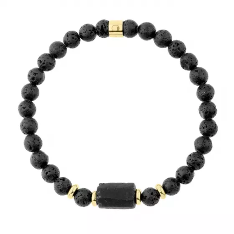 Męska bransoletka z surowego turmalinu i matowej lawy wulkanicznej – GIL JUBILER