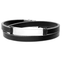 Męska skórzana bransoletka z blaszką pod grawer i zapięciem ze stali szlachetnej – GIL JUBILER