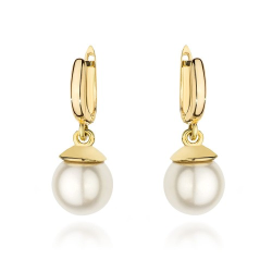 Złote kolczyki z naturalną perłą próby 585 na angielskim zapięciu – GIL JUBILER