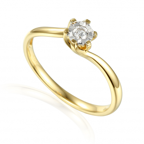 Złoty pierścionek z diamentem